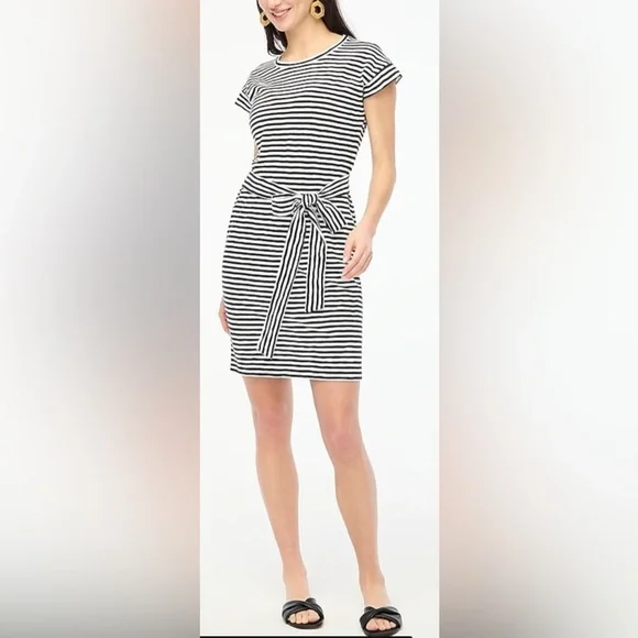 J.Crew Striped Tie-Waist T-Shirt Dress | Size M (8) - Picture 1 of 5